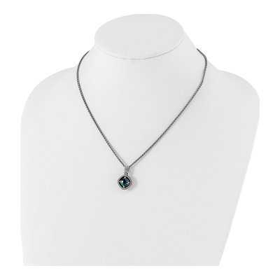 Sterling Silver & 14K Gold London Blue Topaz Pendant Necklace – view 5