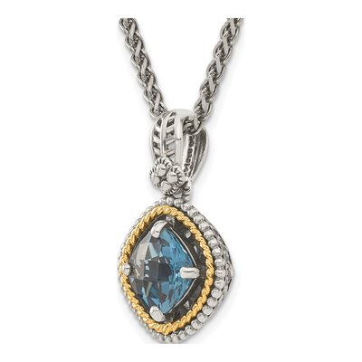 Sterling Silver & 14K Gold London Blue Topaz Pendant Necklace – view 6