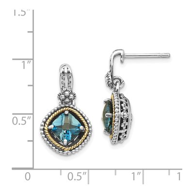 Sterling Silver & 14K Gold London Blue Topaz Dangle Earrings – view 5