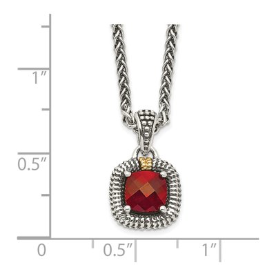 Sterling Silver & 14K Gold Garnet Pendant Necklace – view 4