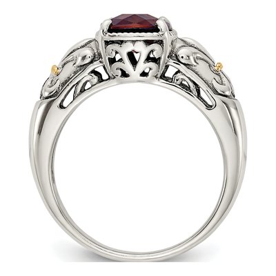 Sterling Silver & 14K Gold Garnet Ring – view 3