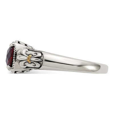 Sterling Silver & 14K Gold Garnet Ring – view 4