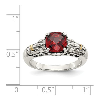 Sterling Silver & 14K Gold Garnet Ring – view 5