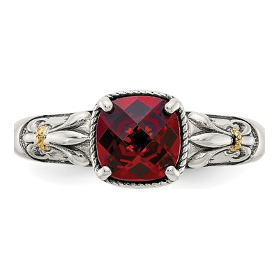 Sterling Silver & 14K Gold Garnet Ring – view 6