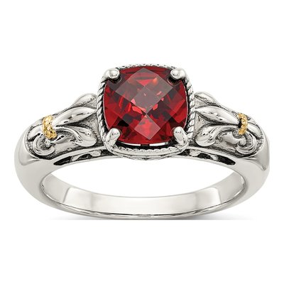 Sterling Silver & 14K Gold Garnet Ring