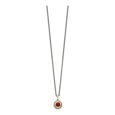 Sterling Silver & 14K Gold Garnet Bezel Pendant Necklace – view 3
