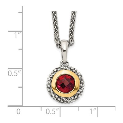Sterling Silver & 14K Gold Garnet Bezel Pendant Necklace – view 4