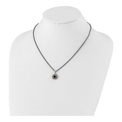 Sterling Silver & 14K Gold Garnet Bezel Pendant Necklace – view 5