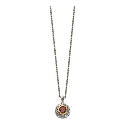 Sterling Silver & 14K Gold Garnet Pendant Necklace – view 3