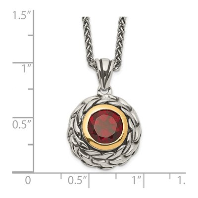 Sterling Silver & 14K Gold Garnet Pendant Necklace – view 4