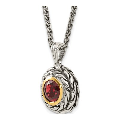 Sterling Silver & 14K Gold Garnet Pendant Necklace – view 6