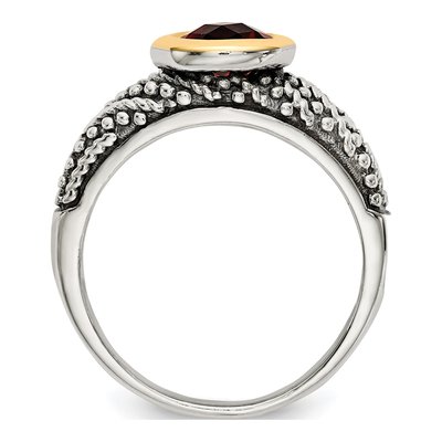 Sterling Silver & 14K Gold Garnet Ring – view 3