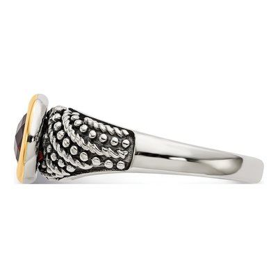 Sterling Silver & 14K Gold Garnet Ring – view 4
