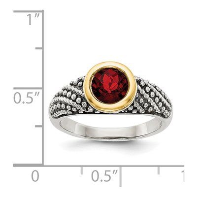Sterling Silver & 14K Gold Garnet Ring – view 5
