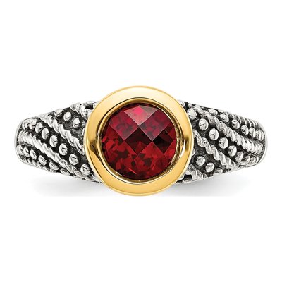 Sterling Silver & 14K Gold Garnet Ring – view 6
