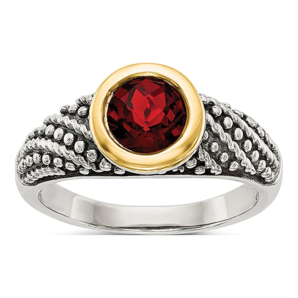 Sterling Silver Garnet Ring with 14K Accent
