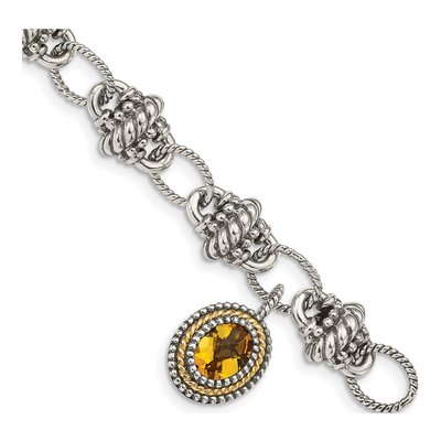Sterling Silver & 14K Gold Citrine Bracelet