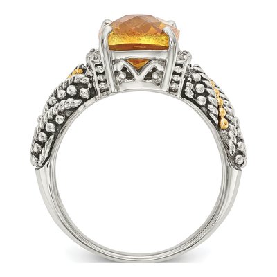 Sterling Silver & 14K Gold 1/20 ct tw Citrine & Diamond Ring – view 3