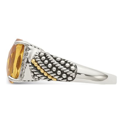 Sterling Silver & 14K Gold 1/20 ct tw Citrine & Diamond Ring – view 4