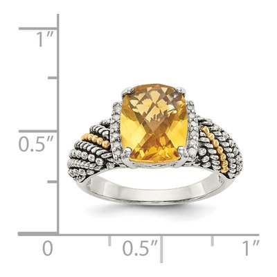 Sterling Silver & 14K Gold 1/20 ct tw Citrine & Diamond Ring – view 5