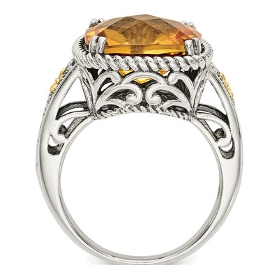 Sterling Silver & 14K Gold Citrine Cushion Ring – view 3