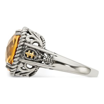 Sterling Silver & 14K Gold Citrine Cushion Ring – view 4