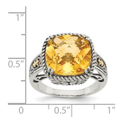 Sterling Silver & 14K Gold Citrine Cushion Ring – view 5