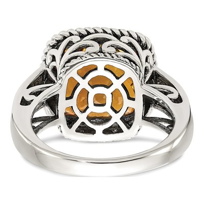 Sterling Silver & 14K Gold Citrine Cushion Ring – view 7