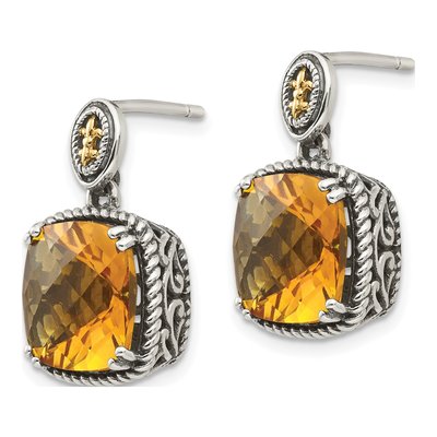 Sterling Silver & 14K Gold Citrine Dangle Earrings – view 3
