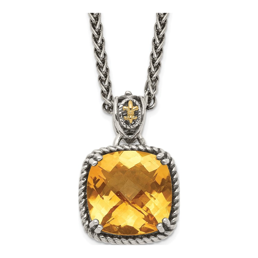 Sterling Silver & 14K Gold Citrine Pendant Necklace