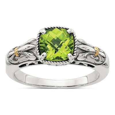 Sterling Silver & 14K Gold Peridot Ring