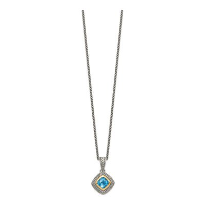 Sterling Silver & 14K Gold Sky Blue Topaz Pendant Necklace – view 3