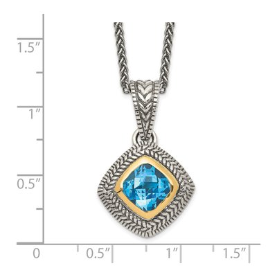 Sterling Silver & 14K Gold Sky Blue Topaz Pendant Necklace – view 4
