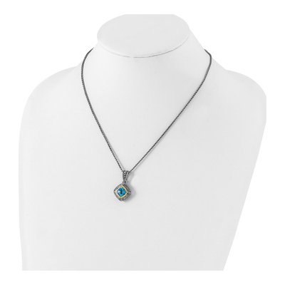 Sterling Silver & 14K Gold Sky Blue Topaz Pendant Necklace – view 5