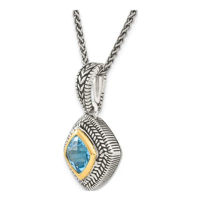 Sterling Silver & 14K Gold Sky Blue Topaz Pendant Necklace – view 6