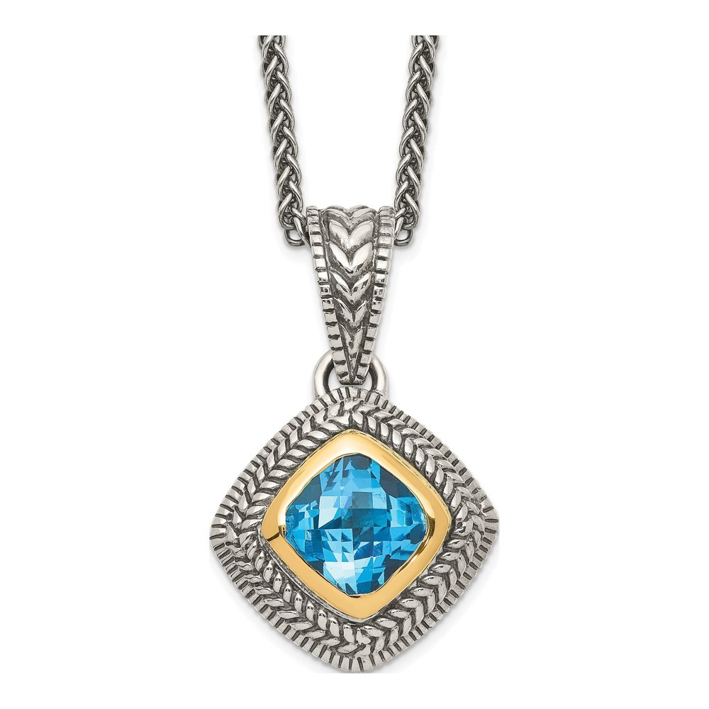 Sterling Silver & 14K Gold Sky Blue Topaz Pendant Necklace