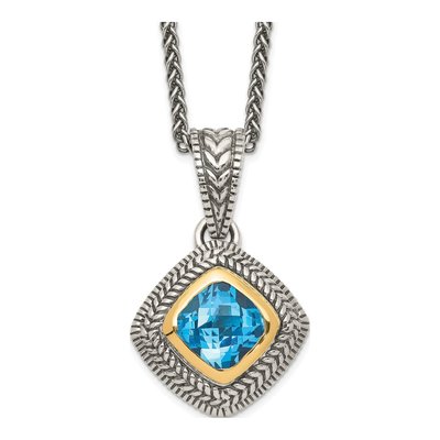 Sterling Silver & 14K Gold Sky Blue Topaz Pendant Necklace