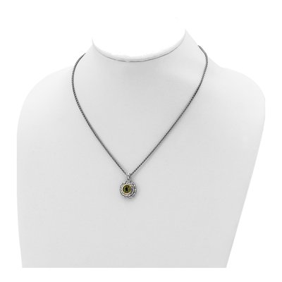 Sterling Silver & 14K Gold Peridot Pendant Necklace – view 5