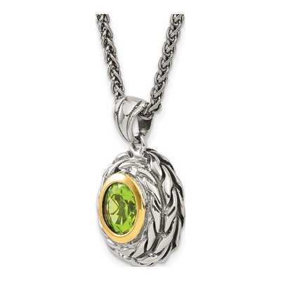 Sterling Silver & 14K Gold Peridot Pendant Necklace – view 6