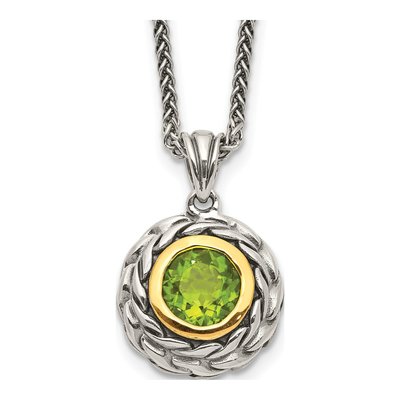 Sterling Silver & 14K Gold Peridot Pendant Necklace
