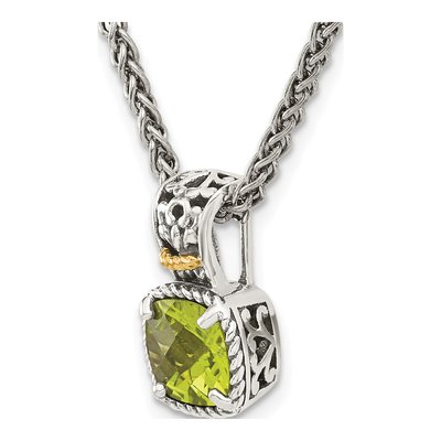 Sterling Silver & 14K Gold Peridot Pendant Necklace – view 6