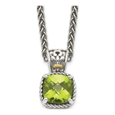 Sterling Silver & 14K Gold Peridot Pendant Necklace