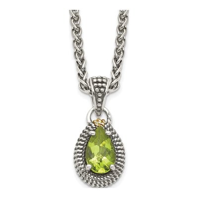 Sterling Silver & 14K Gold Peridot Pendant Necklace