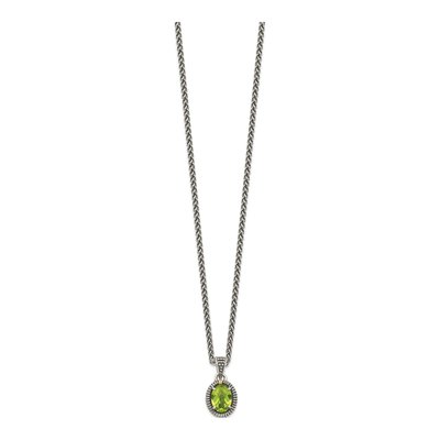Sterling Silver & 14K Gold Peridot Oval Pendant Necklace – view 3