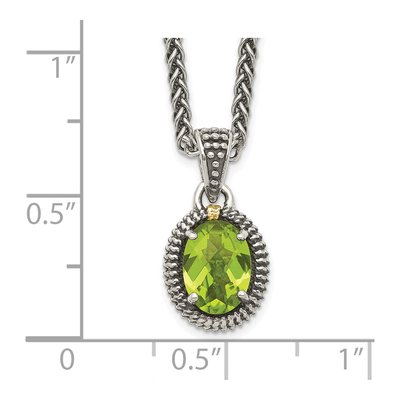 Sterling Silver & 14K Gold Peridot Oval Pendant Necklace – view 4