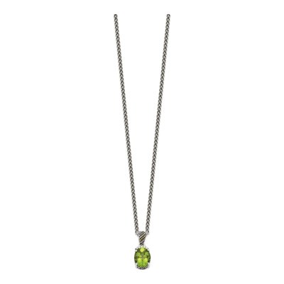 Sterling Silver & 14K Gold Peridot & Diamond Pendant Necklace – view 3