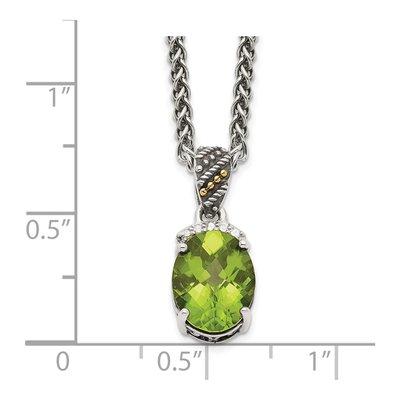 Sterling Silver & 14K Gold Peridot & Diamond Pendant Necklace – view 4