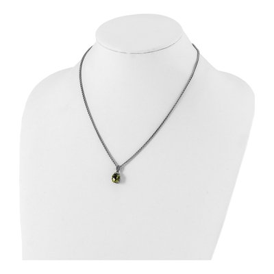 Sterling Silver & 14K Gold Peridot & Diamond Pendant Necklace – view 5