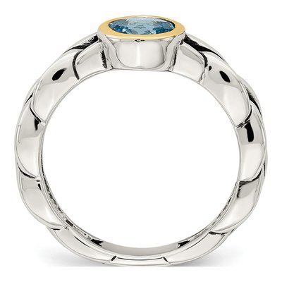 Sterling Silver & 14K Gold Swiss Blue Topaz Bezel Ring – view 3
