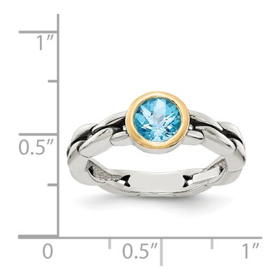 Sterling Silver & 14K Gold Swiss Blue Topaz Bezel Ring – view 5